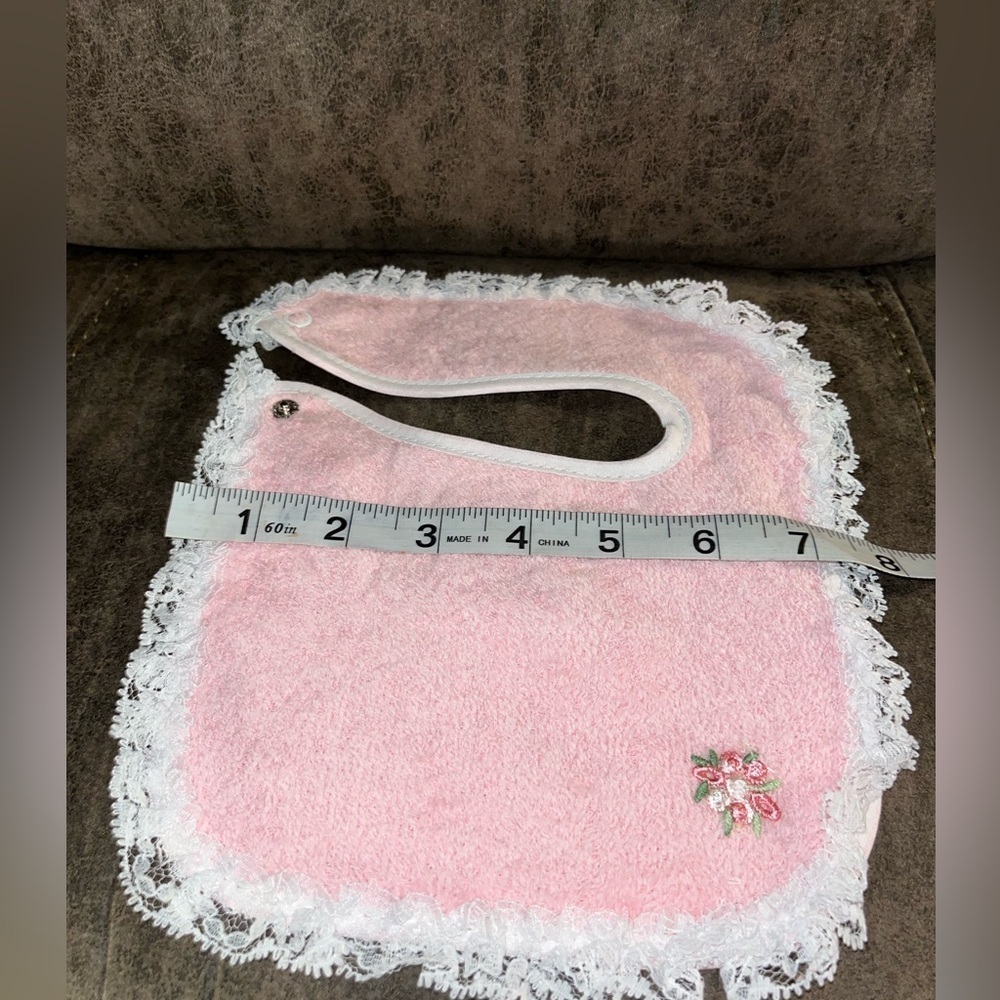 Vintage New Deadstock Dee Dee Givens Floral and Lace Baby Bibs Cotton - Picture 2 of 6
